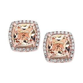 Boucles d'oreilles en or rose 14K 11.52 carats Morganite et diamants Lady - HarryChadEnt.FR