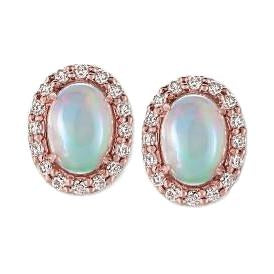 Boucles d'oreilles en or rose 14K serties d'opale avec diamants de 8.32 ct - HarryChadEnt.FR
