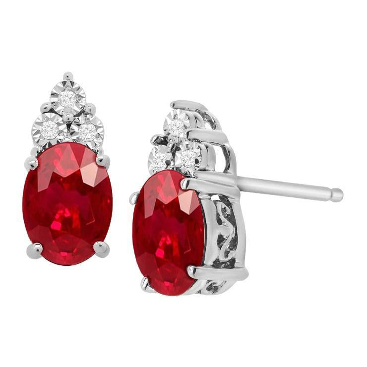 Boucles d'oreilles en rubis rouge et diamants 5.30 Chariots Bijoux en pierres précieuses - HarryChadEnt.FR