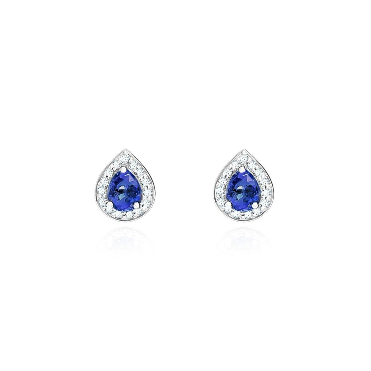 Boucles d'oreilles en saphir de Ceylan avec diamants de 3.80 ct. blanc 14 carats - HarryChadEnt.FR