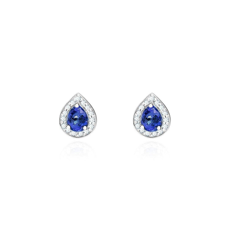 Boucles d'oreilles en saphir de Ceylan avec diamants de 3.80 ct. blanc 14 carats - HarryChadEnt.FR