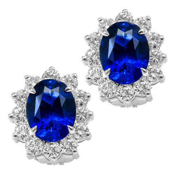 Boucles d'oreilles en saphir du Sri Lanka et diamants taille ovale 4.50 ct