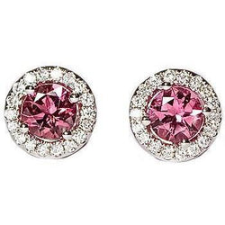 Boucles d'oreilles en tourmaline ronde de 8.70 carats avec pavé de diamants