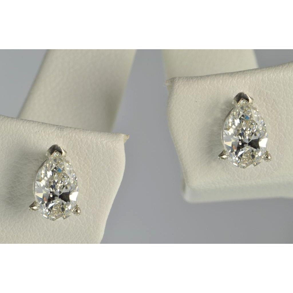 Boucles d'oreilles femme diamant taille poire 8 carats or blanc 14K - HarryChadEnt.FR