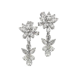 Boucles d'oreilles lustre style floral en diamants de 5 carats Boucles d'oreilles pendantes WG
