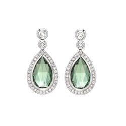 Boucles d'oreilles pendantes avec diamants en tourmaline verte de 15.66 ct