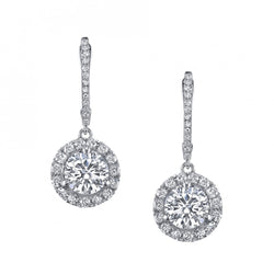 Boucles d'oreilles pendantes dames diamants naturels 4.50 carats or blanc 14K