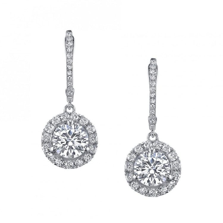 Boucles d'oreilles pendantes dames diamants naturels 4.50 carats or blanc 14K - HarryChadEnt.FR