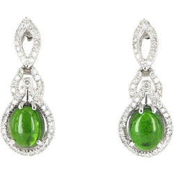 Boucles d'oreilles pendantes diamant tourmaline verte pour femme en or 14k 21.02 ct
