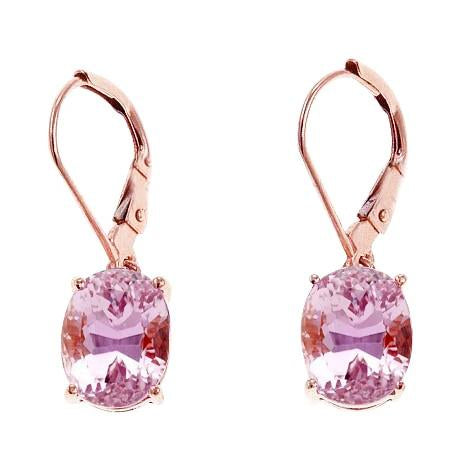 Boucles d'oreilles pendantes en kunzite rose de 29 carats en or rose 14 carats - HarryChadEnt.FR