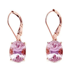 Boucles d'oreilles pendantes en kunzite rose de 29 carats en or rose 14k