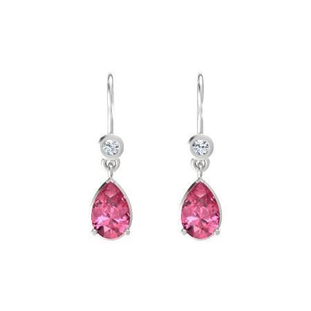 Boucles d'oreilles pendantes en tourmaline taille poire 10.50 carats Or blanc 14K - HarryChadEnt.FR