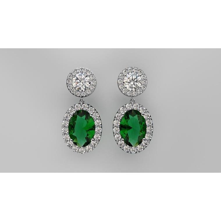 Boucles d'oreilles pendantes femme 10.62 carats tourmaline avec diamants or 14K - HarryChadEnt.FR