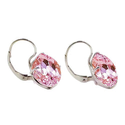 Boucles d'oreilles pendantes rondes en or blanc 14K Kunzite rose pour femmes 20 Ct
