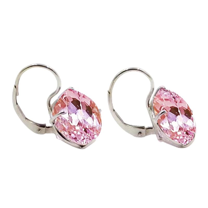 Boucles d'oreilles pendantes rondes en or blanc 14K Kunzite rose pour femmes 20 Ct - HarryChadEnt.FR