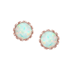 Boucles d'oreilles pour dames en opale ronde 12 carats en or rose 14k neuf