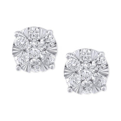 Boucles d'oreilles pour femme avec diamants étincelants ronds de 4.60 cts en or blanc