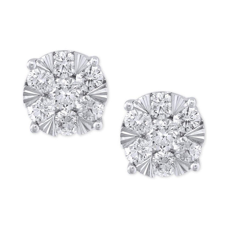 Boucles d'oreilles pour femme avec diamants étincelants ronds de 4.60 cts en or blanc - HarryChadEnt.FR