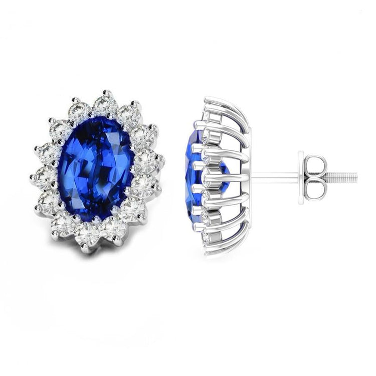 Boucles d'oreilles pour femme avec diamants saphir bleu du Sri Lanka de 4.30 ct - HarryChadEnt.FR