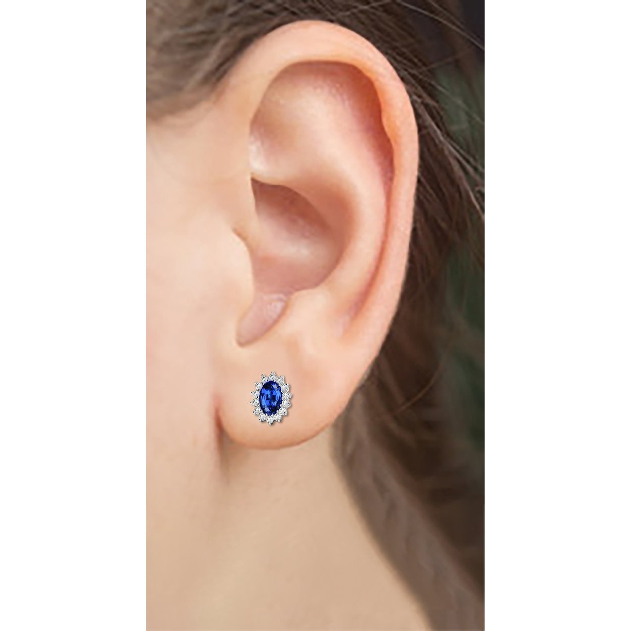 Boucles d'oreilles pour femme avec diamants saphir bleu du Sri Lanka de 4.30 ct - HarryChadEnt.FR