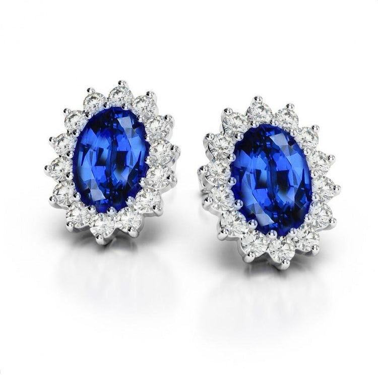 Boucles d'oreilles pour femme avec diamants saphir bleu du Sri Lanka de 4.30 ct - HarryChadEnt.FR