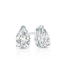 Boucles d'oreilles pour femmes avec diamant taille poire 1 carat en or blanc 14 carats