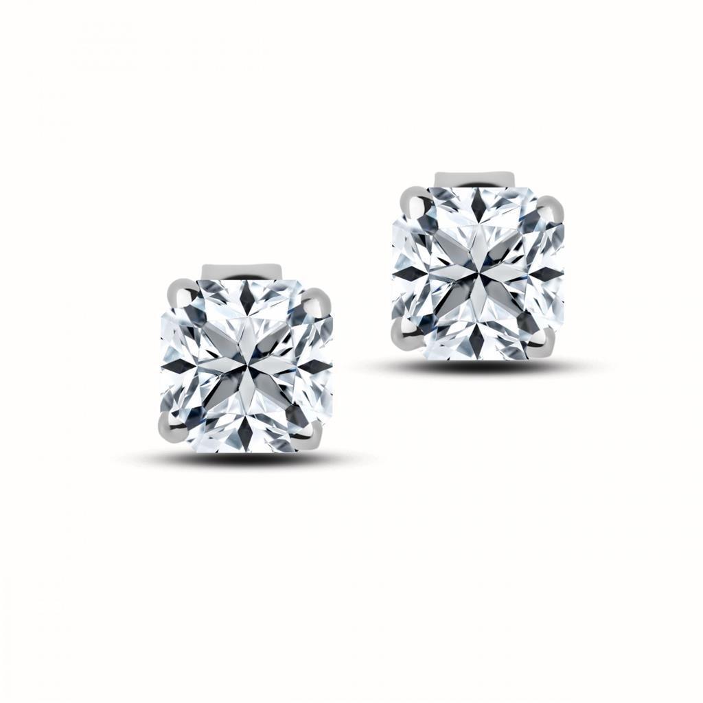 Boucles d'oreilles pour femmes avec diamants taille princesse 2 ct F Vs1 en or blanc 14 carats - HarryChadEnt.FR