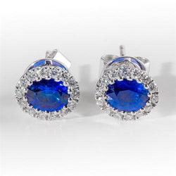 Boucles d'oreilles pour femmes en diamant bleu saphir de Ceylan en or blanc 2.60 ct