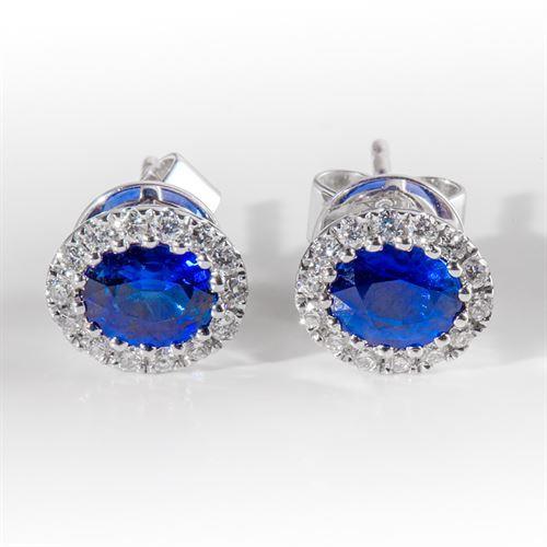 Boucles d'oreilles pour femmes en diamant bleu saphir de Ceylan en or blanc 2.60 ct - HarryChadEnt.FR