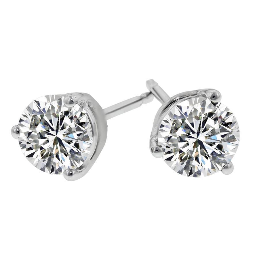 Boucles d'oreilles pour femmes en diamants ronds 2 carats. bijoux en or. étincelants - HarryChadEnt.FR