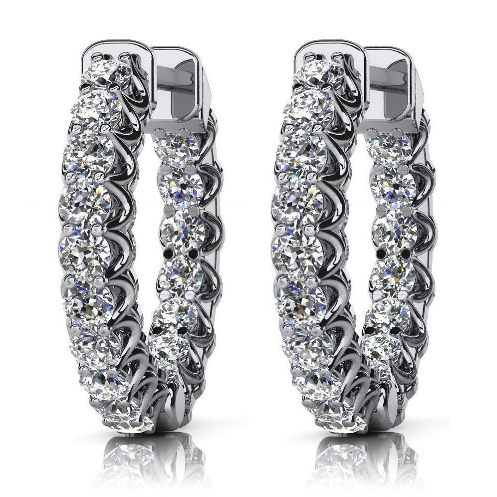 5.85 carats boucles d'oreilles créoles femmes diamant naturel or blanc 14K - HarryChadEnt.FR
