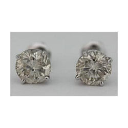 Boucles d'oreilles pour femmes en or blanc 14K ronds 4 carats et diamants