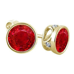Boucles d'oreilles pour femmes en rubis rouge avec diamants 10.20 carats en or 14 carats