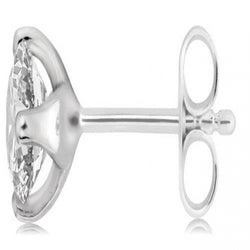 Boucles d'oreilles pour hommes avec diamants ronds simples 2 carats en or blanc massif