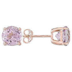 Boucles d'oreilles rondes en Kunzite Lady. 22 carats. or rose 14K