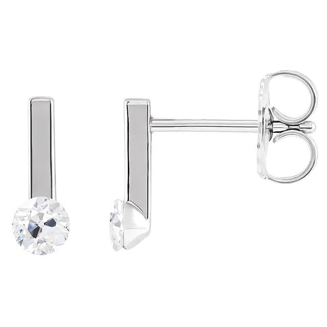 Boucles d'oreilles rondes en diamants pendants anciens bijoux de mineur 2 carats Push Backs - HarryChadEnt.FR