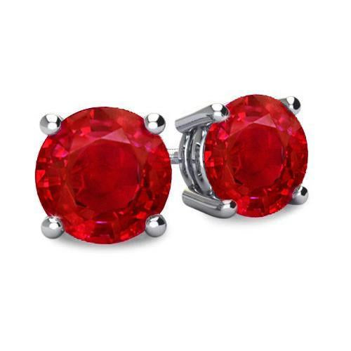 Boucles d'oreilles rondes en rubis rouge de 11 carats - HarryChadEnt.FR