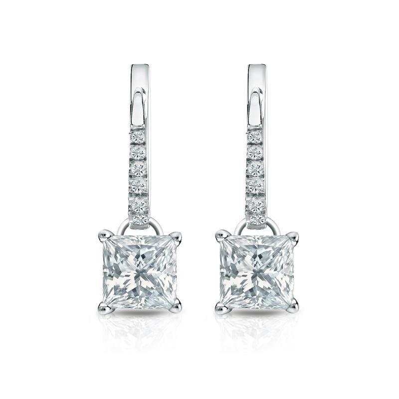 Boucles d'oreilles scintillantes 4.70 carats diamants femmes or blanc 14K - HarryChadEnt.FR