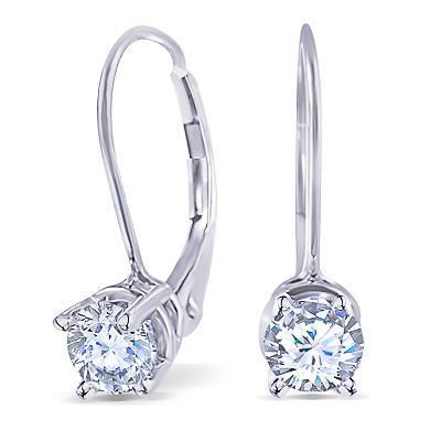 Boucles d'oreilles serties de diamants ronds pour femmes. 2 ct. Or Blanc 14K - HarryChadEnt.FR