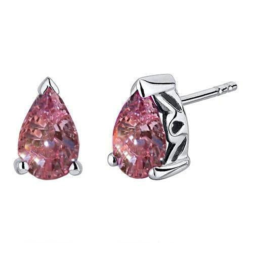 Boucles d'oreilles taille poire 4.50 carats saphir rose femme or blanc 14K - HarryChadEnt.FR