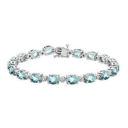 Bracelet 29.50 Carats Aigue-Marine Et Diamants Or Blanc 14K Nouveau