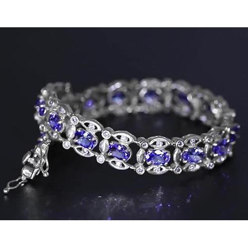 Bracelet Ceylan Diamant Bleu 15 Carats Or Blanc Femme Bijoux - HarryChadEnt.FR
