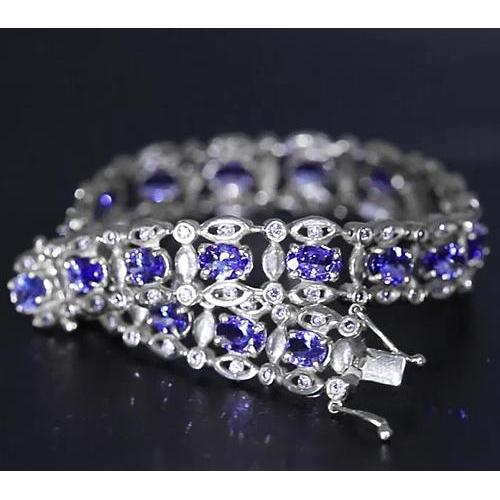 Bracelet Ceylan Diamant Bleu 15 Carats Or Blanc Femme Bijoux - HarryChadEnt.FR