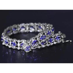 Bracelet Ceylan Diamant Bleu 15 Carats Or Blanc Femme Bijoux