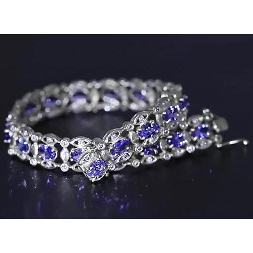 Bracelet Ceylan Diamant Bleu 15 Carats Or Blanc Femme Bijoux - HarryChadEnt.FR
