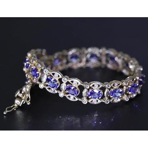 Bracelet Ceylan Diamant Bleu 26.40 Carats Or Blanc Femme Bijoux - HarryChadEnt.FR
