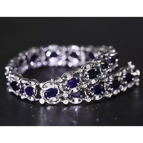 Bracelet Diamant Bleu Ceylan Or Blanc 21 Carats 14K - HarryChadEnt.FR