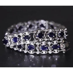 Bracelet Diamant Bleu Ceylan Or Blanc 21 Carats 14K
