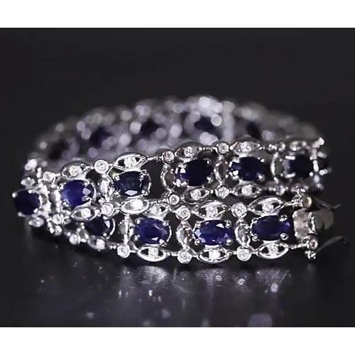 Bracelet Diamant Bleu Ceylan Or Blanc 21 Carats 14K - HarryChadEnt.FR