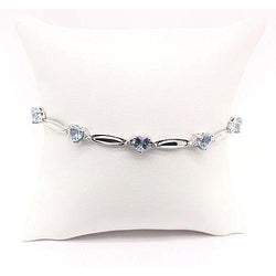 Bracelet Diamant Forme Coeur Aigue Marine 9.54 Carats Bijoux